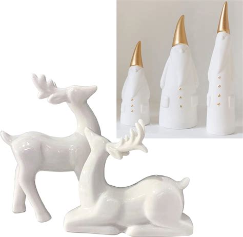 Kiaotime Porcelain Christmas Reindeer Decorations Deer