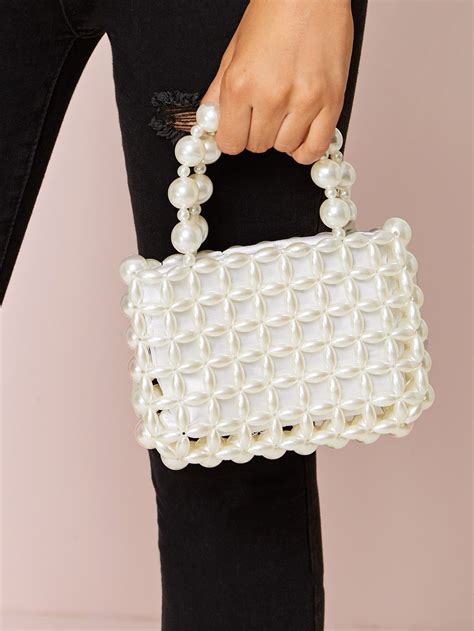 Faux Pearl Beaded Satchel Bag Check Out This Faux Pearl Beaded Satchel