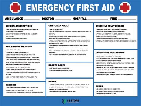 Emergency First Aid Training Poster 18 X 24 In Laminated