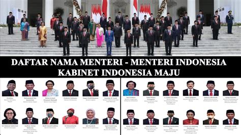 Daftar Nama Nama Menteri Indonesia Kabinet Indonesia Maju Youtube