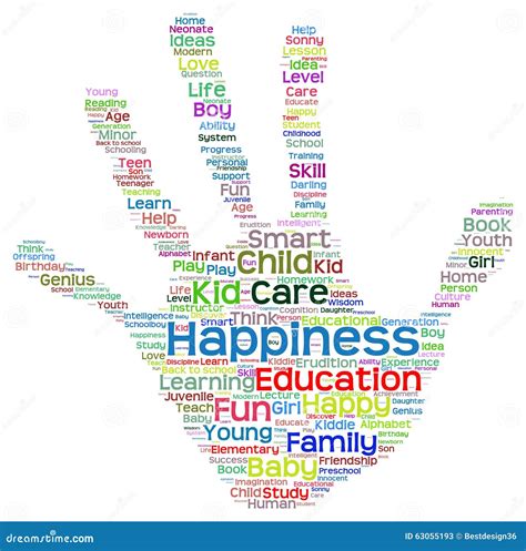 Conceptual Child Education Hand Print Word Cloud Isolated Stock