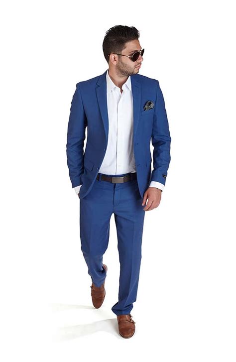 Slim Fit 2 Button Indigo Blue Suit Ãzarman
