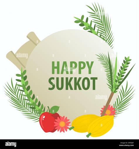 Vector Illustration Of Traditional Sukkah For The Jewish Holiday Happy