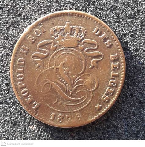 Belgium 2 Cent 1876 Des Belges