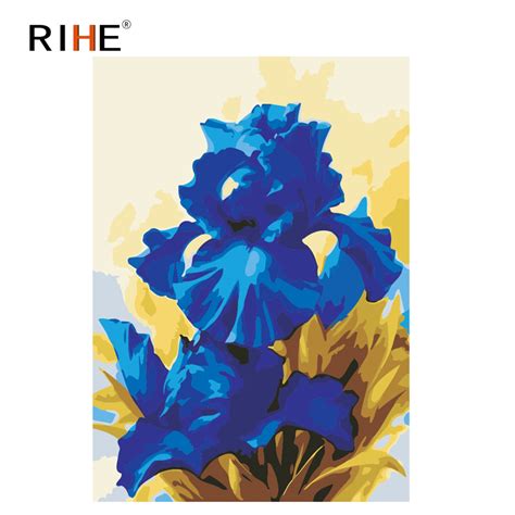 Rihe Morning Glory Diy Painting By Number Blue Flower Oil Painting