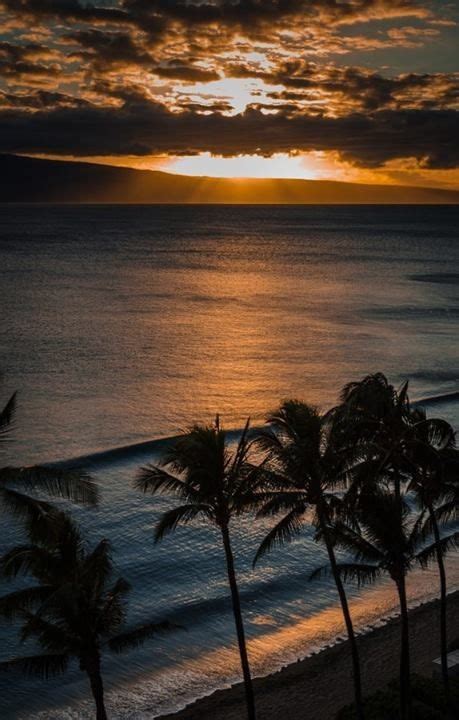 Maui Sunset Hawaii Usa Scenery Beautiful Sunset Sunset