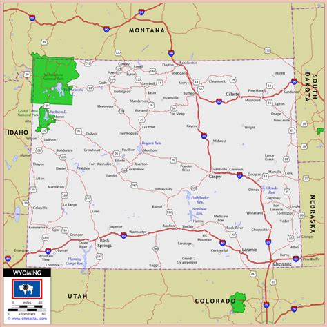 Wyoming Map And Wyoming Satellite Image
