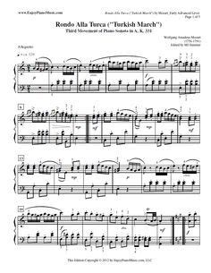 331, 3rd wolfgang amadeus mozart : Mozart's Turkish March (Rondo Alla Turca) Sheet Music ...