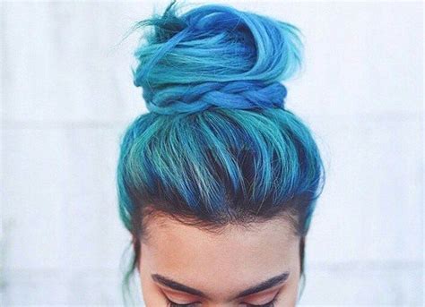 Blue Hair Bun Coloured Hair Colourful Hair Hair Dye My Hair