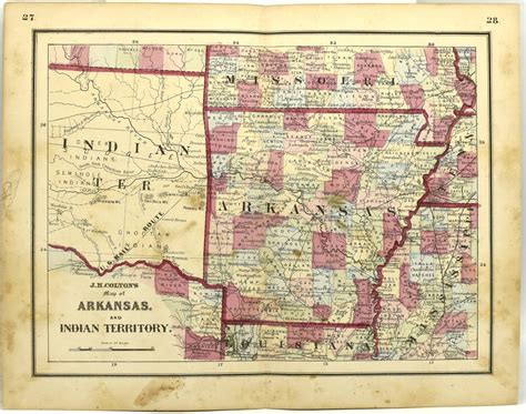 Coltons Condensed Octavo Map Of Arkansas And Indian Territory 1865