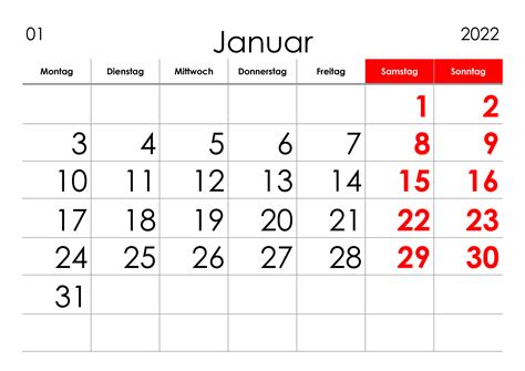 Monatskalender juni 2021 auf 1 din a4 seite, quer. Kalender Januar 2022 grosse Ziffern im Querformat ...