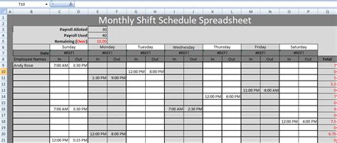 Get Monthly Shift Schedule Spreadsheet Templates Excel Spreadsheet