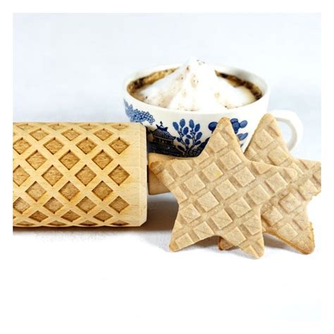 Waffles Pattern Engraved Rolling Pin For Cookies