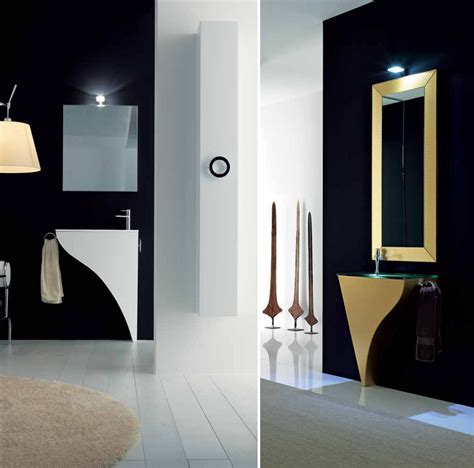 Bathroom vanities are hard to buy chairs or stools for, due to the low stature of the seating area. Very Elegant Modern Furniture for Small Bathroom - Happy by Novello | DigsDigs