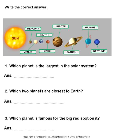 Solar System Facts For Kids Worksheet Turtle Diary