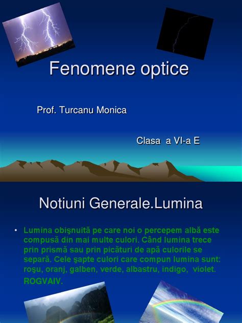 Fenomene Optice Proiect Scoala Complet 2 Pdf