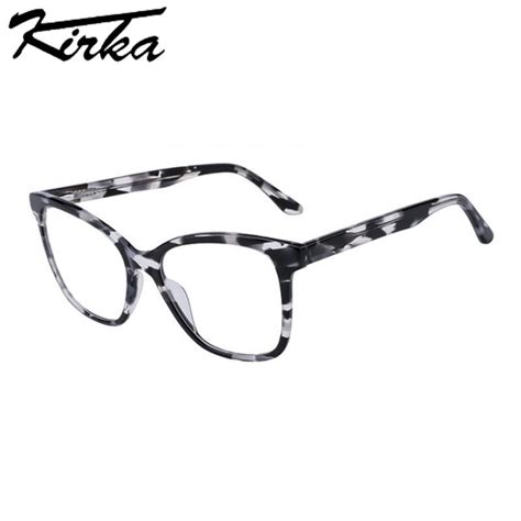 kirka female glasses frame black grey pattern cat eye eyeglasses frame