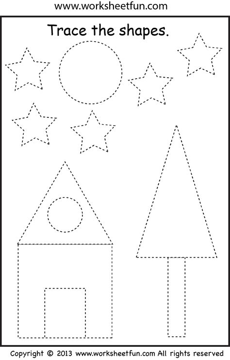 Picture Tracing Shapes Two Worksheets Free Printable Worksheets 2e5