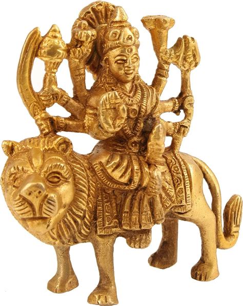 Durga Hindu Goddess Religious Statue Brass Figurines Uk Home And Kitchen