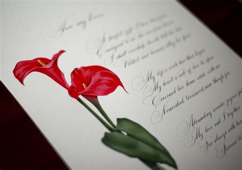 Calla Lilies Poem Copperplate Calligraphy Calla Lily Wedding