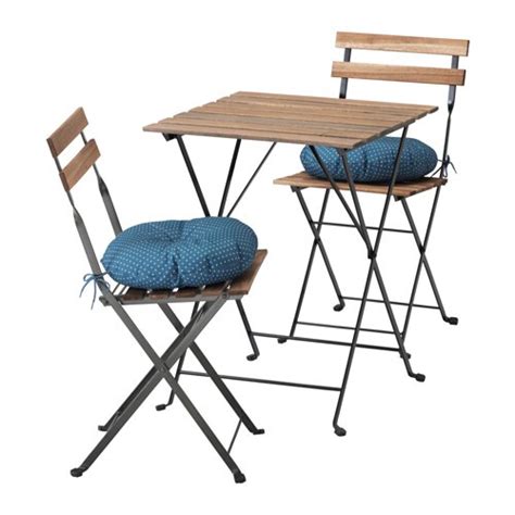 TÄRNÖ Bord + 2 stoler, utendørs - Tärnö brunsvartbeiset/Ytterön blå - IKEA