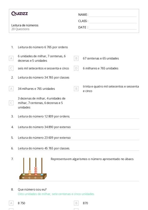 Mais De 50 Planilhas Leitura No Quizizz Gratuito E Imprimível