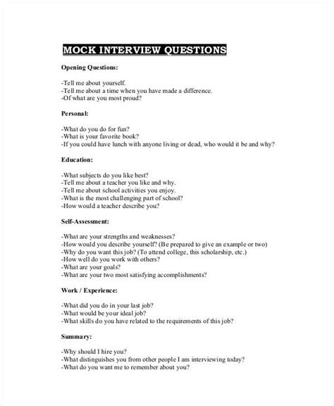 Mock Interview Template