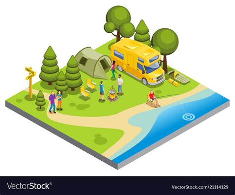 Isometric Camping Concept Royalty Free Vector Image