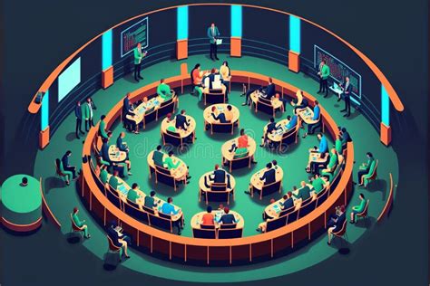 Round Table Discussion At Business Conference Stock Illustration