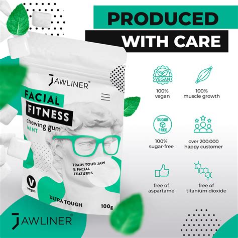 Jawliner Fitness Chewing Gum Mint For A Strong Chiseled Jawline