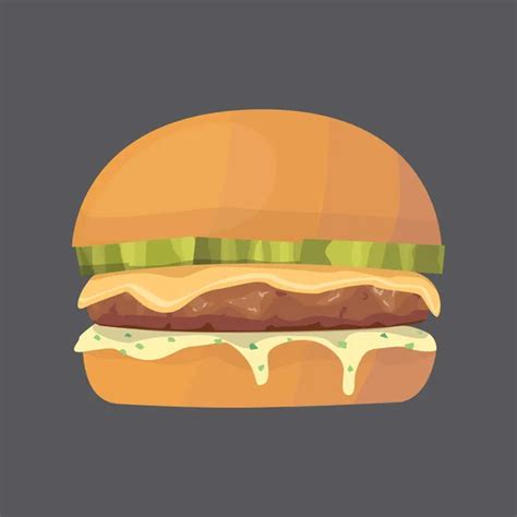 Burger Cartoon Fast Food Set Cheeseburger And Hamburger Vector