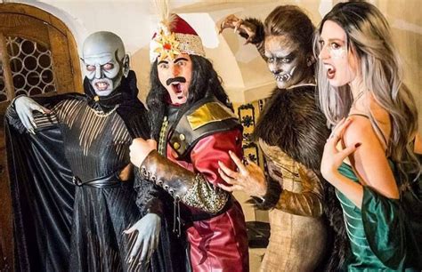 Halloween Party Goers At Bran Castle Draculas Castle Transylvania