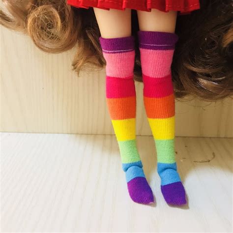 1 Pair Cute Rainbow Stockings For Blyth Azone 16 Bjd Dolls Accessories Rainbow Socksdolls