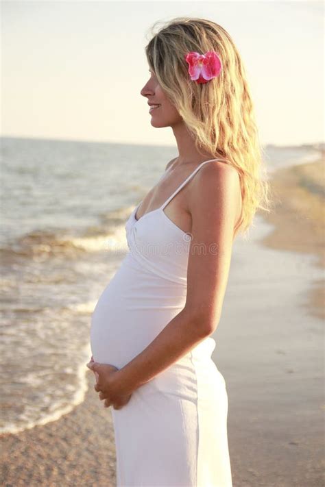 Pregnant Woman On Beach Stock Photo Image Of Beach Outside