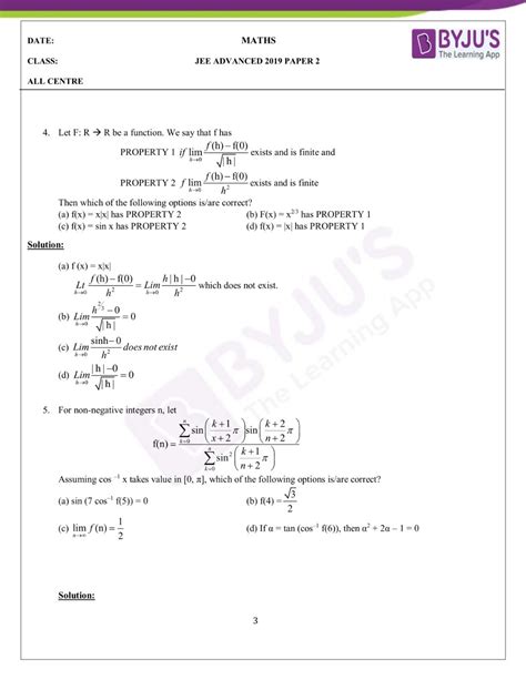 JEE Advanced 2019 Maths Paper 2 Questions with Solutions ...