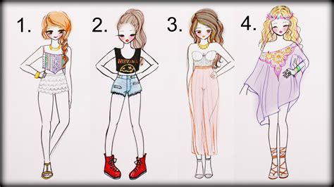 See more ideas about anime outfits, drawing clothes, clothes design. Drawing Tutorial - How To Draw 4 Summer Outfits - YouTube ...