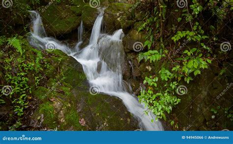 Small Waterfall Over Moss Covered Rocks Stock Photo Image Of Rocks