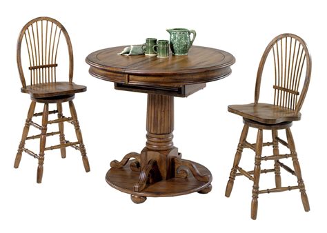Rich dark cherry finish two faux leather swivels bar chairs. Café Oak Pub Table 3 Piece Dining Set in Dark Rustic Oak ...
