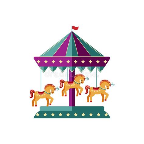 Carousel With Horses Vector Illustration Stock Vector Illustration Of