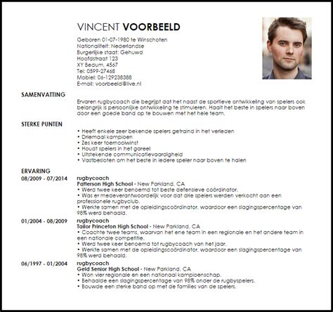 Bekijk hier perfecte cv voorbeelden voor een sterk curriculum vitae. Voorbeeld Curriculum Vitae Rugbycoach | LiveCareer