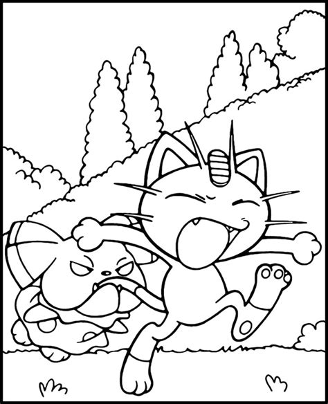 Cat Pokemon Coloring Page Meowth