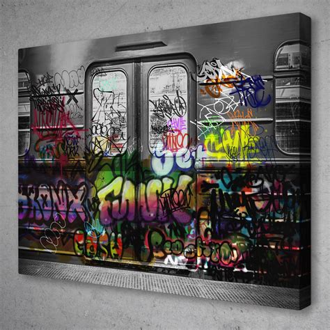 Subway Car Graffiti Black And White Nyc Subway Car Modern Pop Art