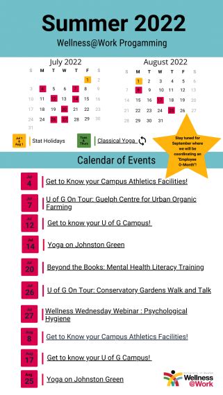 July And August 2022 Wellness Calendar Wellnesswork