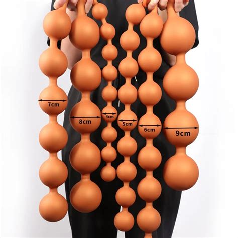 6 Sizes Long Anal Beads Dildos Large Anal Plug With Suction Sup Soft Silicone Masturbation Big