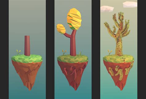 Low Poly Floating Island On Behance