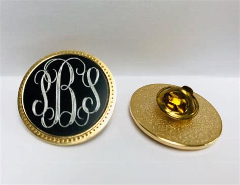 Personalized Engraved Initial Pins Etsy Initial Pin Engraved