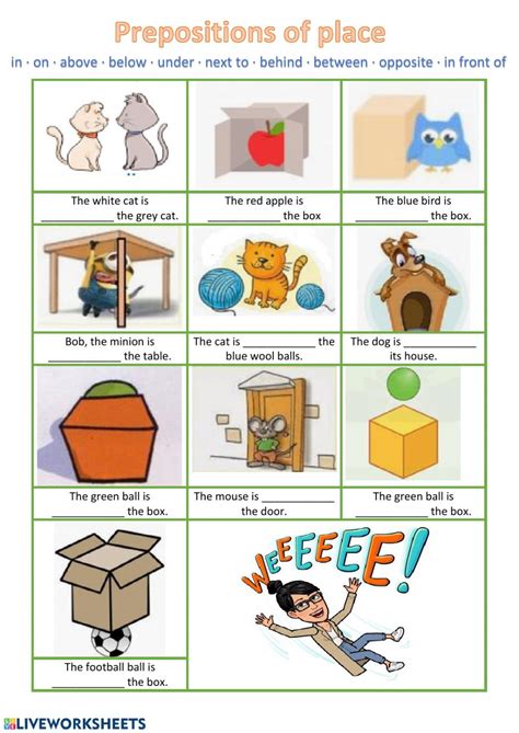 Play one of turtle diary's large variety of preposition games for fourth grade. Actividad de Prepositions of place para Grade 4