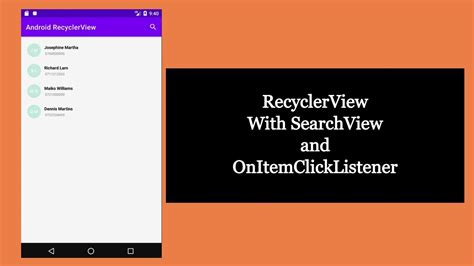 Android Recyclerview With Search Filter And Onclicklistener Youtube