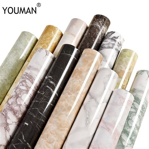 Wallpapers Youman 10m Marble Waterproof Vinyl Self Adhesive Wallpaper