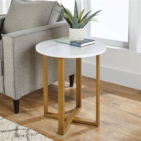 Better Homes Gardens Lana Modern Side Table With Faux Marble Top Ideal For Any Room Walmart Com